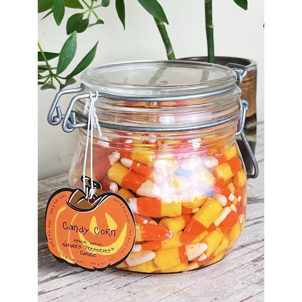 Vintage 16 oz Bath And Body Works Candy Corn Gel Candle / ARC Reusable Mason Jar